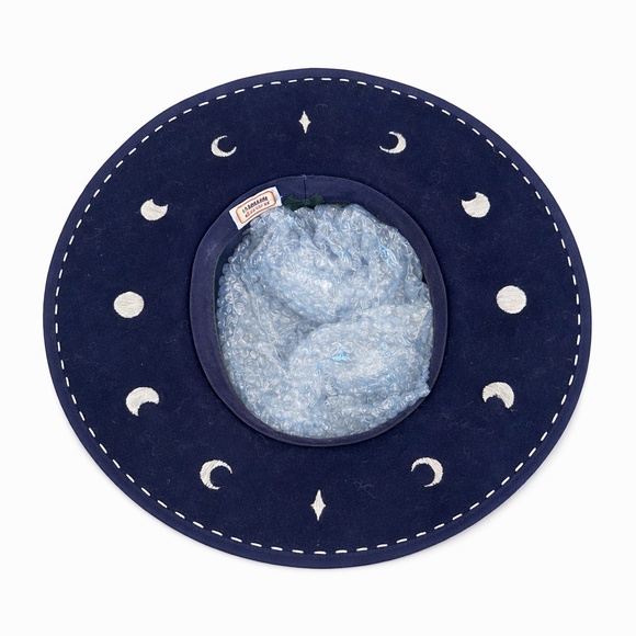 DIANA DAWN Free People Celestial Moon Phase Embroidered Wide Brim Fedora Hat OS main image 13